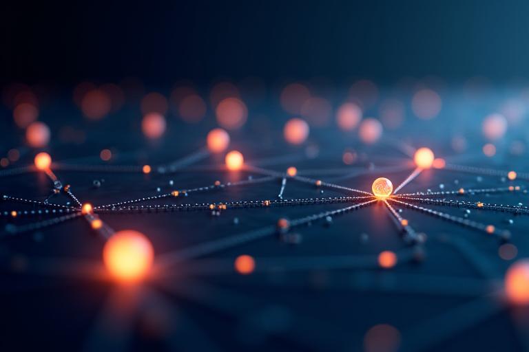 Ein komplexes Netzwerkdiagramm, bei dem verschiedene Kreise (NGOs) durch Linien miteinander verbunden sind, symbolisiert Zusammenarbeit und Synergien.