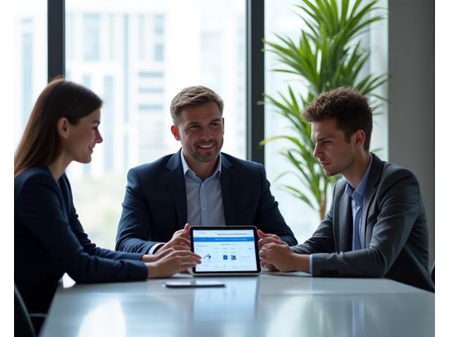 Professionelle Geschäftsleute besprechen eine Partnerschaft, symbolisiert CSR-Engagement